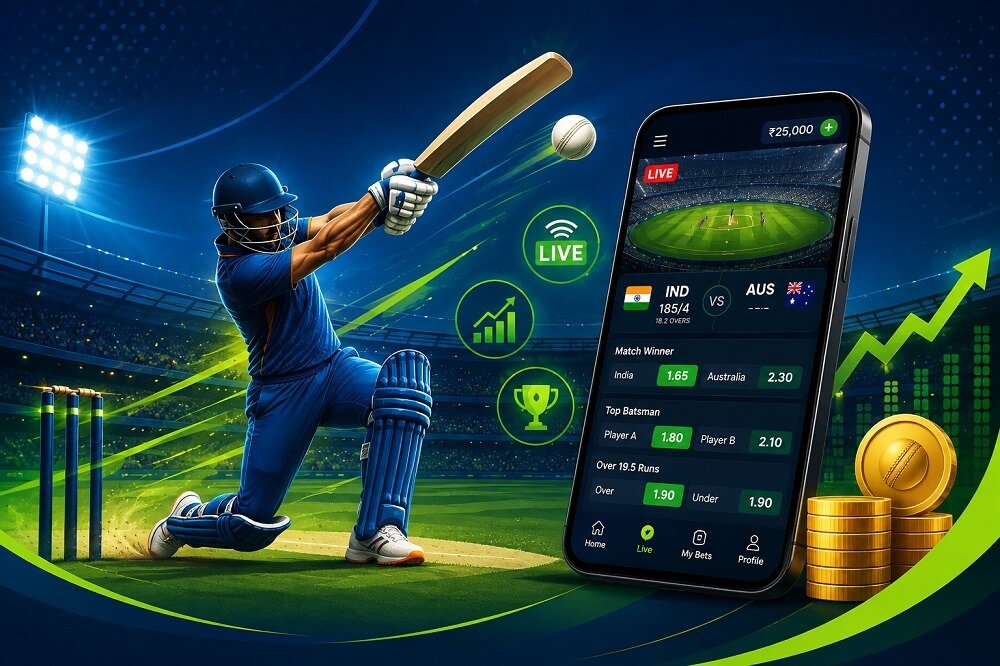Cricket Bet Live 365 dashboard showing live cricket odds, score, player statistics, win probability, and match analysis.